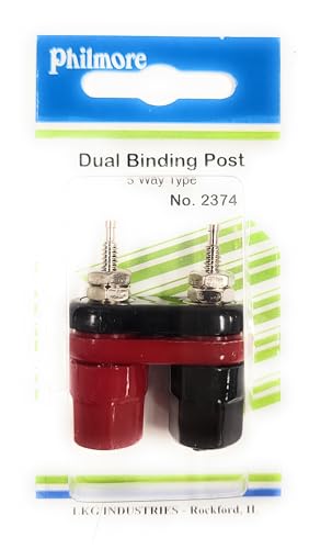 Dual Banana Jack red/Black Philmore 2374 (1pc) mounting Holes 3/4 inch Center to Center 5 Way Binding Posts (Solder Bottoms)