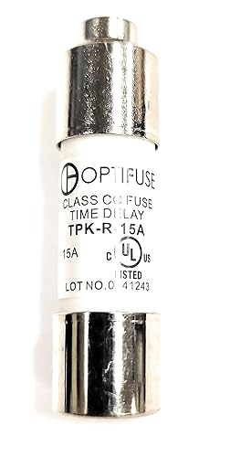 Fuse 15 AMP 15AMP 600V TPK-R-15A (1PC) OPTIFUSE EQUIV to FNQ-R-15 KLDR015 ATQR15 1.5 INCH Long TIME DELAY UL Listed (1.5 INCH Long) (with Nipple ONE END)