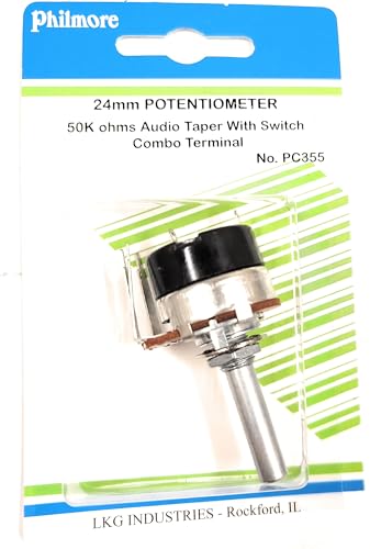 Potentiometer 50K W/Switch 24MM Diameter (1PC) 1/4 INCH Shaft PC-355 PHILMORE