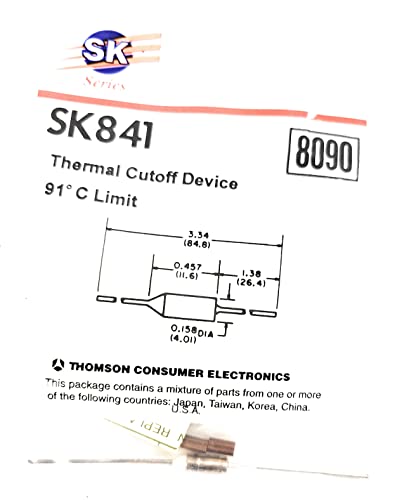 Thermal Fuse Cutoff Fuse 91°C 196°F (1PC) with (2) Crimp Sleeves in Package SK841 EQUIV to NTE8090 Temperature Cutoff Fuse