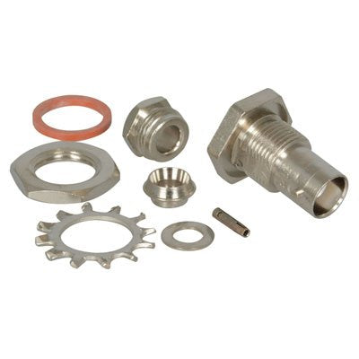 CONN,RF/COAXIAL BNC,STR,JACK, 50 OHM,BULKHD,PANEL MT(31-206)