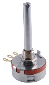 NTE Electronics 501-0047 Series KU Hot Molded Carbon Potentiometer, 1/4" Shaft Diameter, 2" Shaft Length, 10% Tolerance, 1000 kOhm Resistance, 2W, 500V