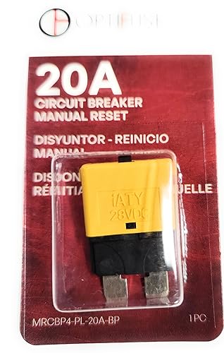 Circuit Breaker 20 AMP Automotive Type(1PC) (Plugs in Like an ATC Blade Fuse) MRCBP-PL-20A OPTIFUSE Push to Reset Manual Reset
