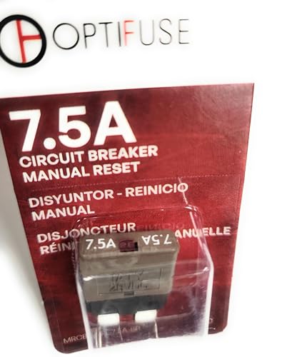 Circuit Breaker 7.5 AMP Automotive Regular Blade Type (Similar to an ATC Fuse) OPTIFUSE Manual Push to Reset Button (1 PC) MRCBP4-PL7.5A