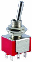 NTE Electronics 54-311E Bat Handle Mini Toggle Switch, DPDT Circuit, (ON)-Off-(ON) Action, Chrome Plated Brass Actuator, Epoxy Sealed Solder Terminal, 5 Amp, 120VAC