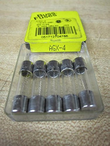 Bussmann AGX-1/4 AGX Series Fuse, Fast Acting, 1/4 Amp, 250V, GLASS Tube, 1/4" x 1" (Pack of 5)