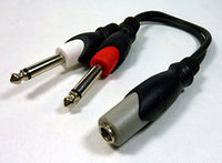 Philmore 6" Dual 6.35mm 1/4" Mono Male Plugs To 1 6.35mm 1/4" Mono Female Jack Shielded Audio Cable; 44-242