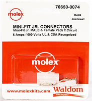 76650-0074 Connector Kit, Wire To Wire, 6-Pcs of Crimp Terminals, 2-Circuit 4.2mm Pitch Plug & Receptacle (1 piece)