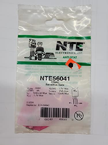 NTE Electronics NTE56041 Triac, TO-220 Sensitive Gate Package, 4 Amp, 600V