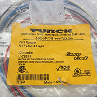 FS7-0.5M/14.5W/LN TURCK Eurofast Cable Assembly 5 Pin male Connector with .5 Meter 22AWG Wire Leads 4A 250V Max