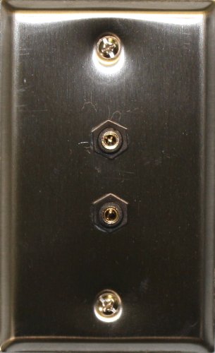 Stainless Steel Wall Plate with Two 3.5mm Stereo Feed-Thru Connectors : 75-1097