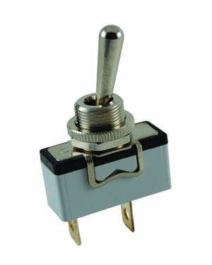 NTE Electronics 54-350 Bat Handle Toggle Switch, SPDT Circuit, ON-OFF-ON Action, Nickel Plated Brass Actuator, 0.25" Quick Connect Terminals, 15 Amp, 250V