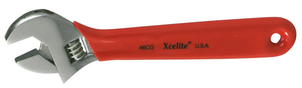 Xcelite 46CGV Chrome-Plated Wide Opening Adjustable Wrench, 6" Length, Red Cushion Grip Handle, Carded