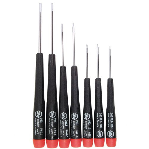 Wiha 26390 Screwdriver Set, Hex Metric With Precision Handle, .7 - 3.0mm, 7 Piece