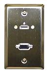 Theater-Pro 75-609 Stainless Steel Wall Plate With HDMI & VGA Feed Through Jacks