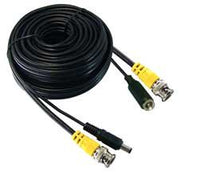 Audio / Video Cable Assembly, 75 Ohm, BNC Straight Plug and DC Power Plug, 75 ft, 22.86 m, Black