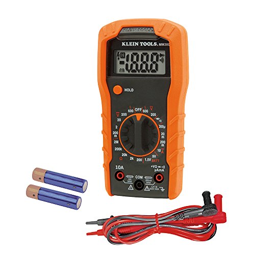 Klein Tools MM300 Digital Manual-Ranging Multimeter, Tests Batteries, Diodes, and Continuity, 600V