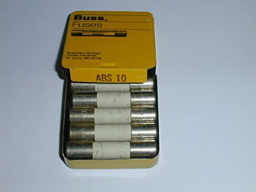 Bussmann ABS-10 Ceramic Tube Fuse, 10A 250V, Time Delay, .28 x 1.25 (5 pack)