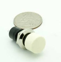 GC Electronics 35-422 Pushbutton Switch, Push On - Push Off, White Actuator, .500 Mounting Hole, 3A 250VAC, Solder Terminals