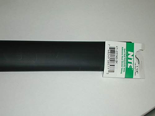 NTE Electronics 47-23748-BK Heat Shrink Tubing, Dual Wall with Adhesive, 3:1 Shrink Ratio, 1 1/4" Diameter, 48" Length, Black