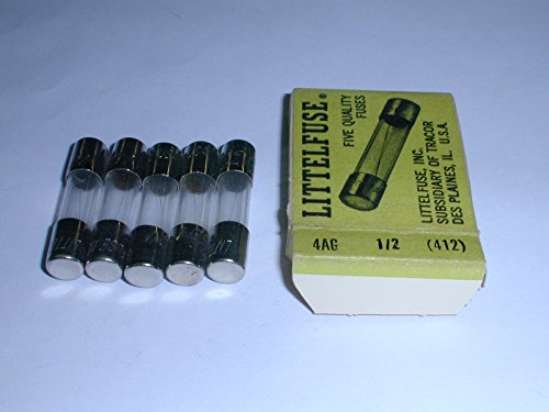 412.500 Glass Fuse 1/2A 250V Fast Acting 4AG 1/4 x 1-1/4in (5 pieces)