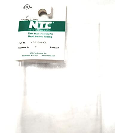 NTE Electronics 47-21248-CL Heat Shrink Tubing, Thin Wall, 2:1 Shrink Ratio, 2" Diameter, 48" Length, Clear