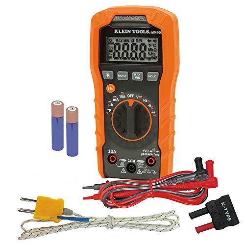 Klein Tools MM400 Multimeter, Auto Ranging Digital Electrical Tester for Temperature, Capacitance, Frequency, Duty-Cycle, Diodes, Continuity
