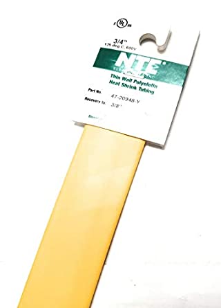 NTE Electronics 47-20948-Y Heat Shrink Tubing, Thin Wall, 2:1 Shrink Ratio, 3/4" Diameter, 48" Length, Yellow