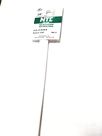 NTE Electronics 47-20748-W Heat Shrink Tubing, Thin Wall, 2:1 Shrink Ratio, 3/8" Diameter, 48" Length, White