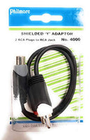 Y Adapter Cable RCA Phono Female to Two RCA Phono Males m-f-f Philmore 4000