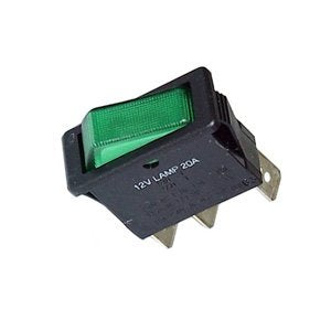 Lighted Snap-In Rocker Switch w/ Green Actuator Lens - SPST : 30-552