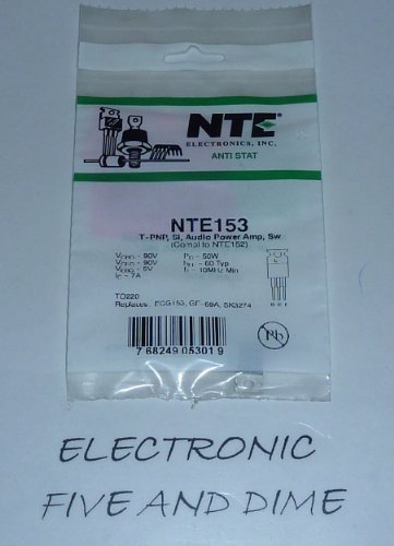 NTE Electronics NTE153 PNP Silicon Complementary Transistor for Audio Power Amplifier Switch, TO-220 Case, 4 Amp Collector Current, 90V Collector–Emitter Voltage