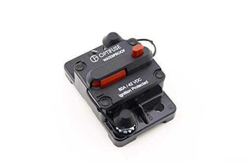 153080 | Optifuse Automotive Circuit Breaker | 58 VDC High Amp | 80A | Type III | Manual Reset | Surface Mount | Bussman Cross: 185080F-011