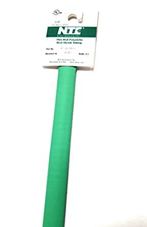 NTE Electronics 47-20748-G Heat Shrink Tubing, Thin Wall, 2:1 Shrink Ratio, 3/8" Diameter, 48" Length, Green
